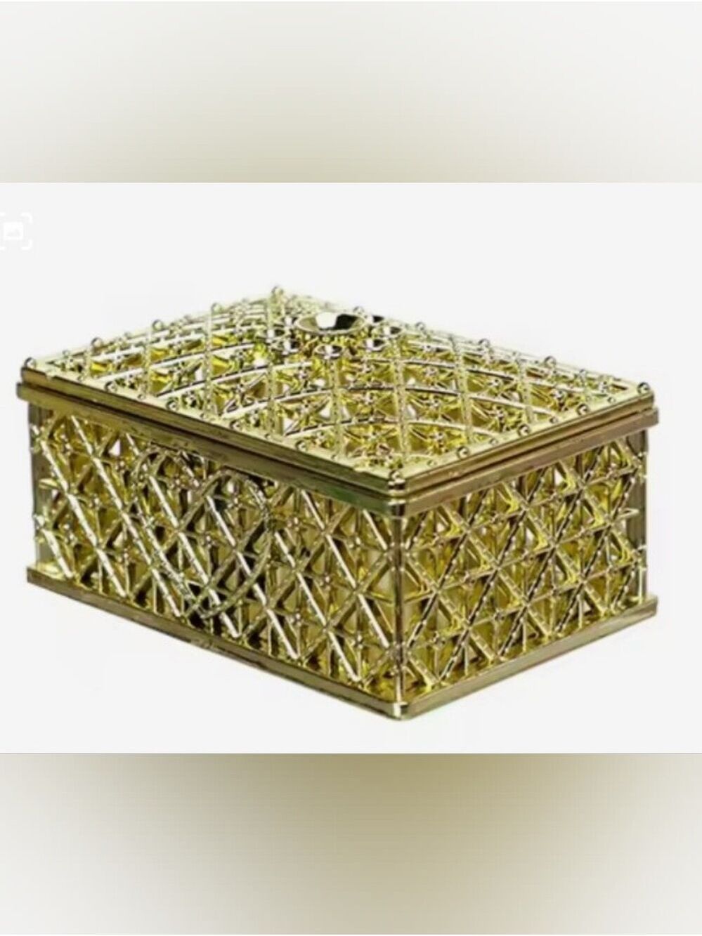 Gold Decorative Lattice Trinket Box